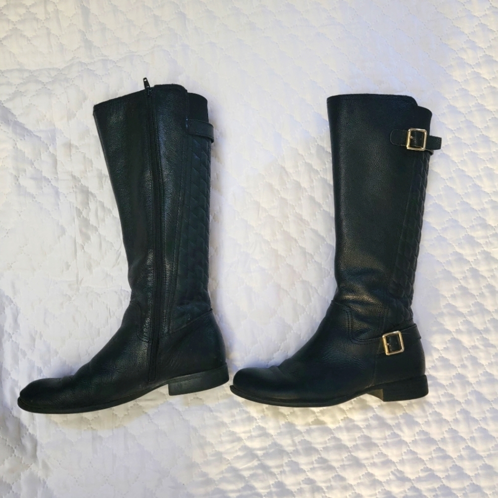 Black REAL LEATHER riding boots